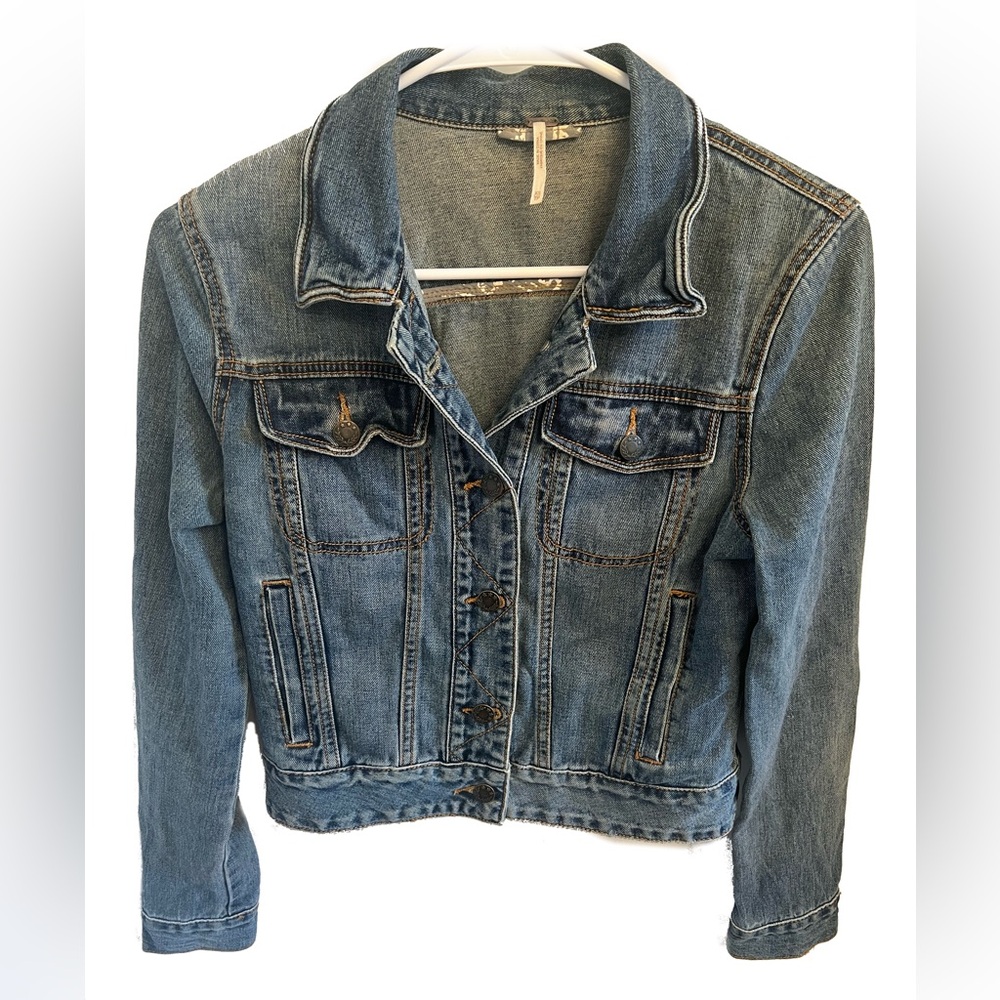 Free People Fitted Denim Jacket Indigo Size Extra Small XS - Picture 8 of 15